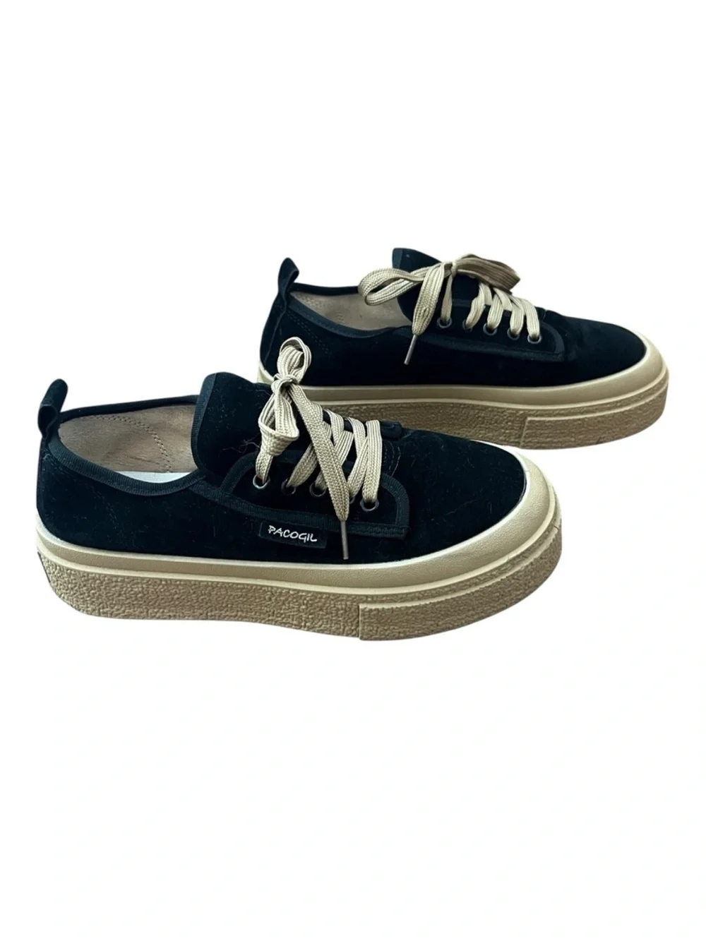 PACOGIL Black & Beige Platform Sneakers Size 40 (run a bit small)